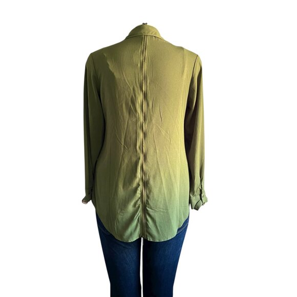 Ashley Stewart Olive Green Blouse Shirt - 14/16 - Picture 6 of 8